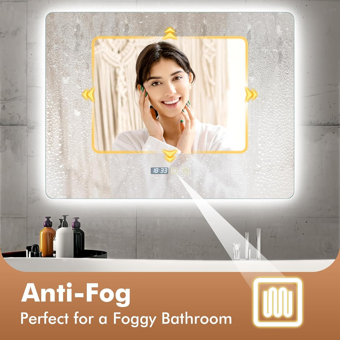 600mm 800mm Badspiegel mit Beleuchtung Dimmbar 3000K 4000K 6500K | Badezimmerspiegel Touch-Schalter