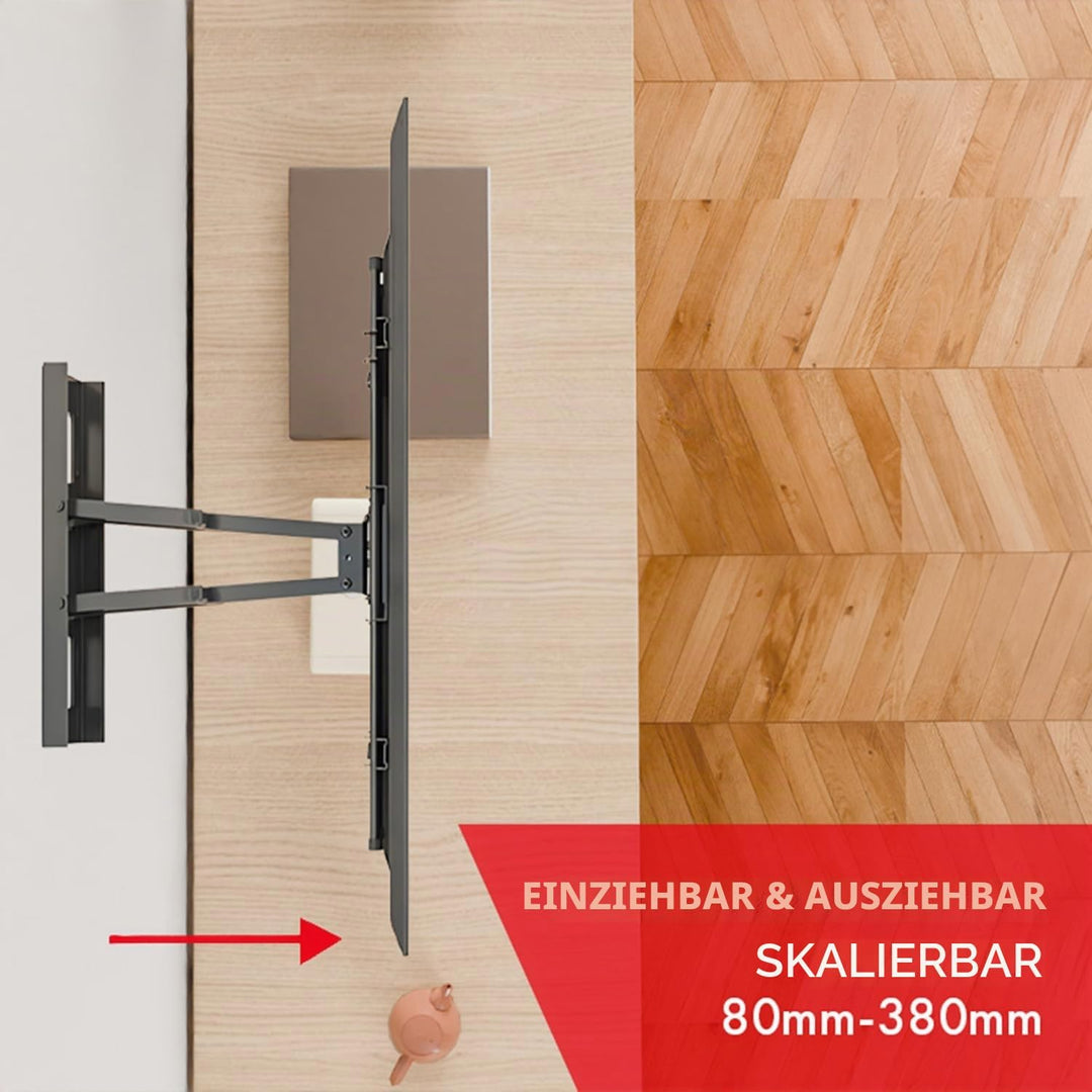 Maclean TV-Wandhalterung für 32-75" Fernseher bis 50 kg | neigbar, schwenkbar, Abstand 80-380 mm | V
