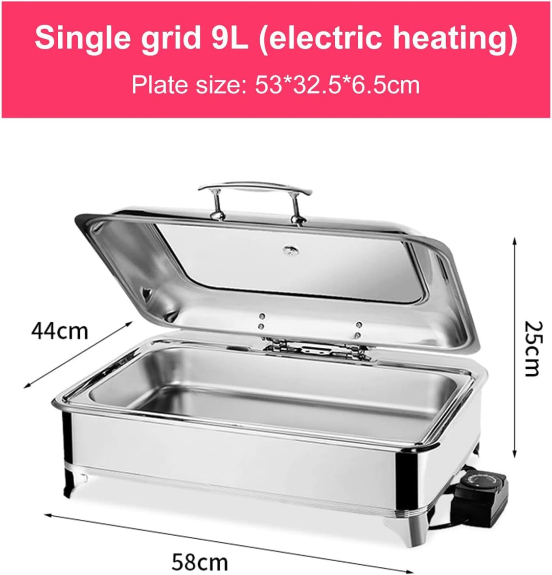 9L Speisenwärmer Chafing Dish, Chafing Dish Elektrisch mit Sichtbarem Glasdeckel, Wärmebehälter Spei