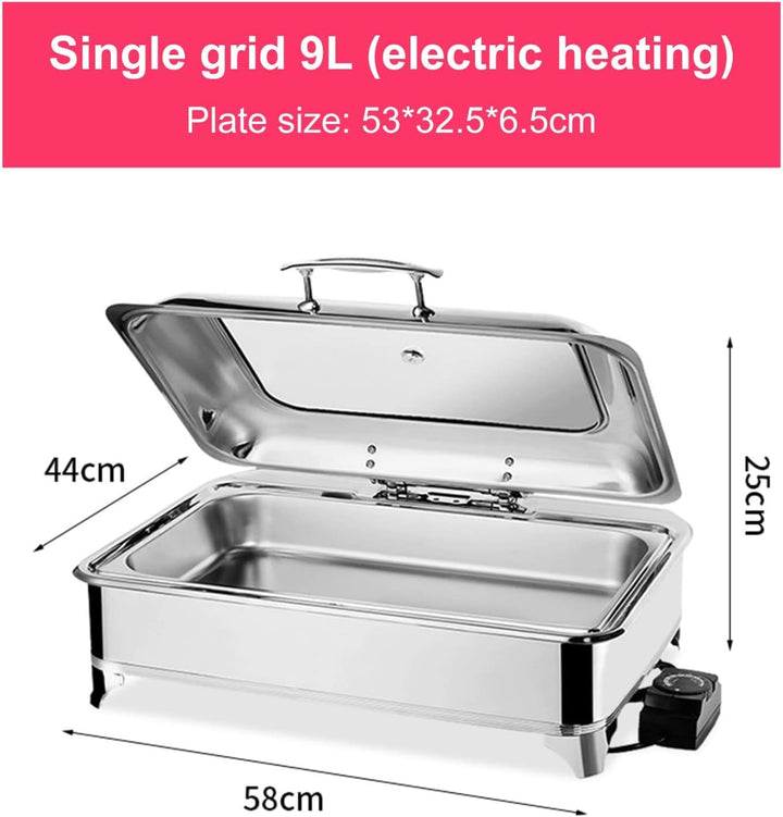 9L Speisenwärmer Chafing Dish, Chafing Dish Elektrisch mit Sichtbarem Glasdeckel, Wärmebehälter Spei