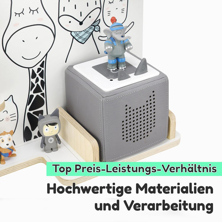 stadtecken Holzregal für Musikbox I Passend für die Toniebox und ca. 35 Tonies I Perfekte Aufbewahru