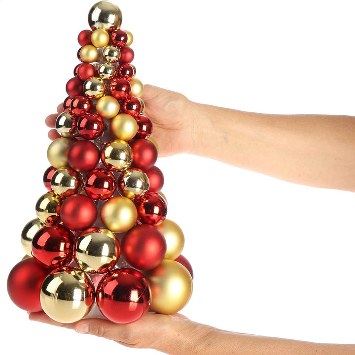 COM-FOUR® Künstlicher Weihnachtsbaum mit Christbaumkugeln - Geschmückter Tannenbaum für die Weihnach