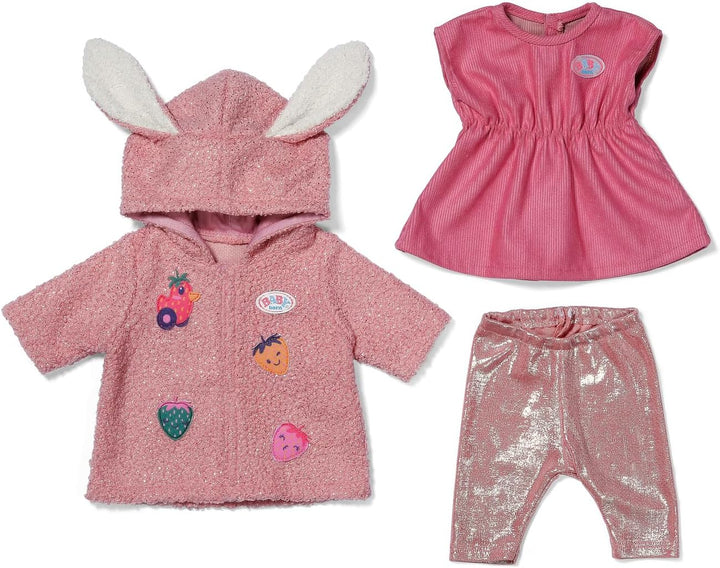 Baby Born Mantel Set mit Kleid, Leggings und Kapuze mit Ohren für 43cm Puppen