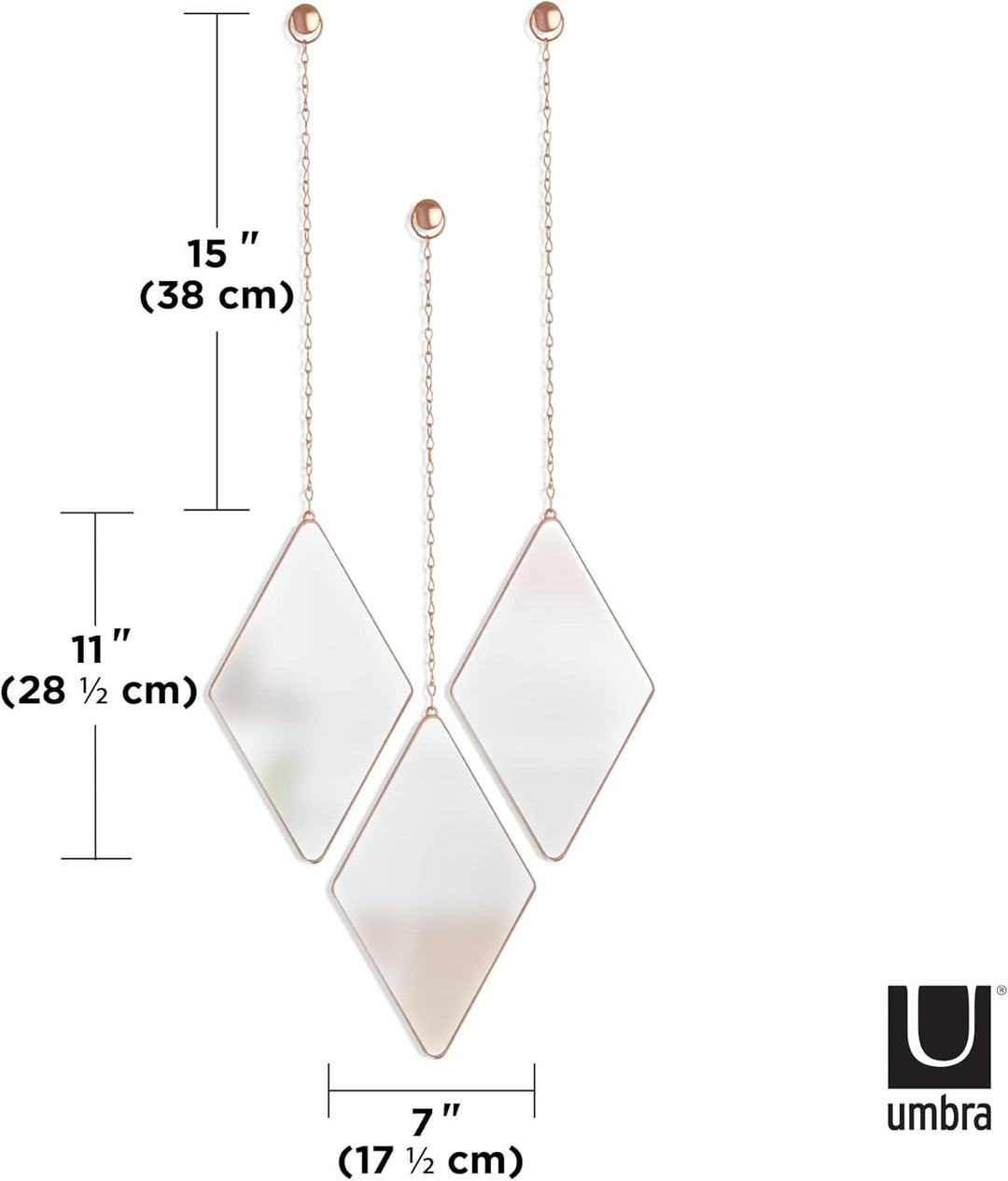 Umbra Dima Wandspiegel und Wanddekoration, Metall, Kupfer, 29 x 18 x 1.5 cm Kupfer 29 x 18 x 1.5 cm