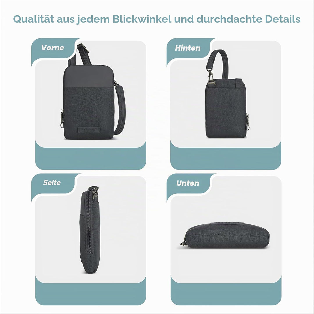 Travelon Unisex-Adult Mini Diebstahlschutz Umhängetasche Grau, Grau