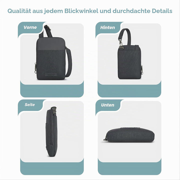 Travelon Unisex-Adult Mini Diebstahlschutz Umhängetasche Grau, Grau