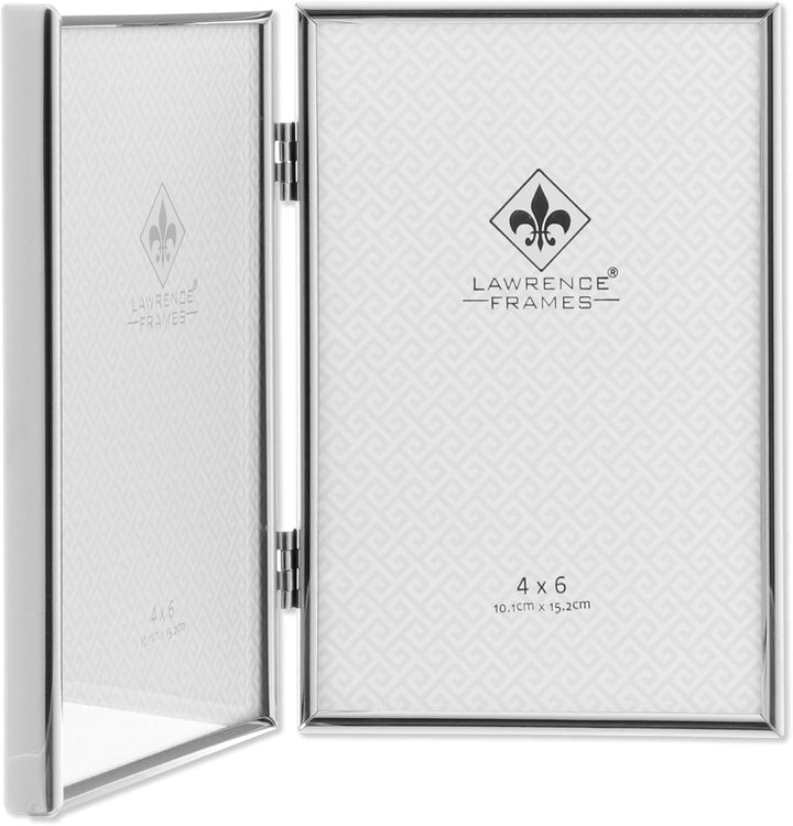 Lawrence Frames Doppel-Bilderrahmen mit Scharnier, 10,2 x 15,2 cm, silberfarben 4x6 Double silber, 4