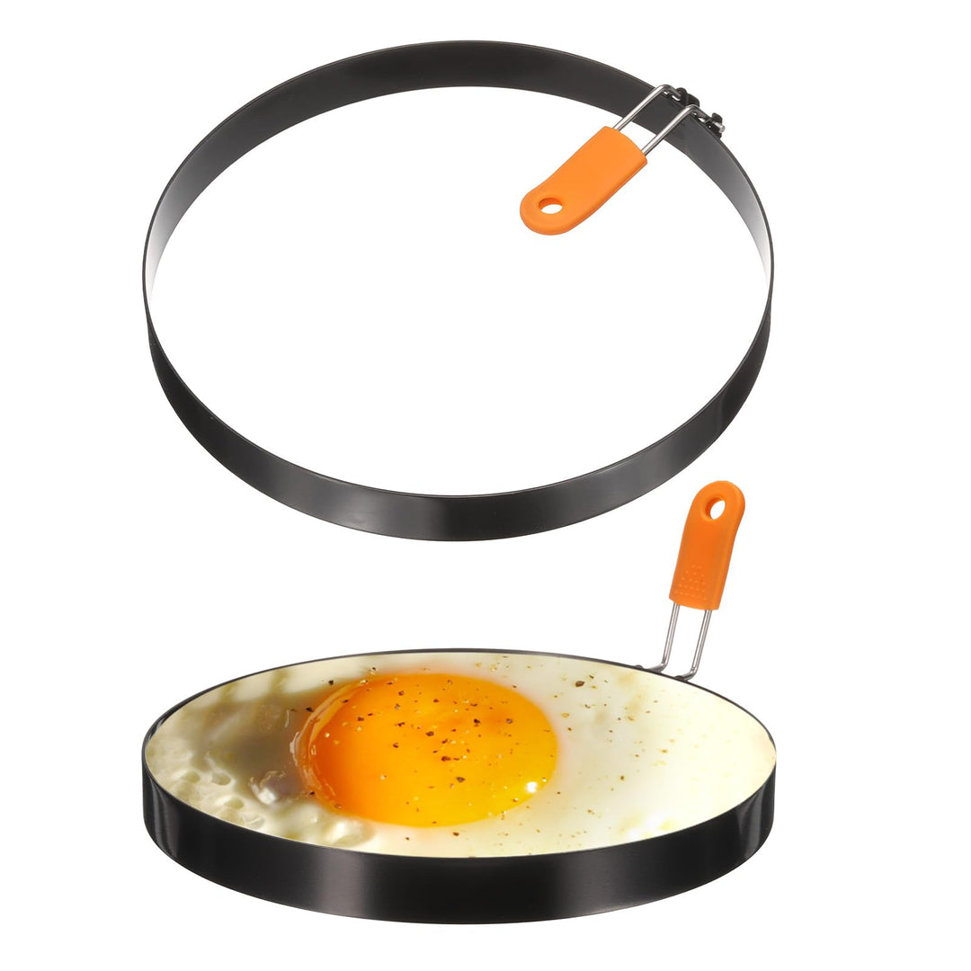 QUARKZMAN 2 Stück Runder Spiegeleiformen 20cm Form Pancakemit Silikon-Klappgrifffür Spiegeleier Sand