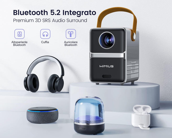 【Kurzer Schiess】 Mini-Beamer WiFi Bluetooth 18000 Lumen tragbarer Projektor, WiMiUS Mini-Projektor,