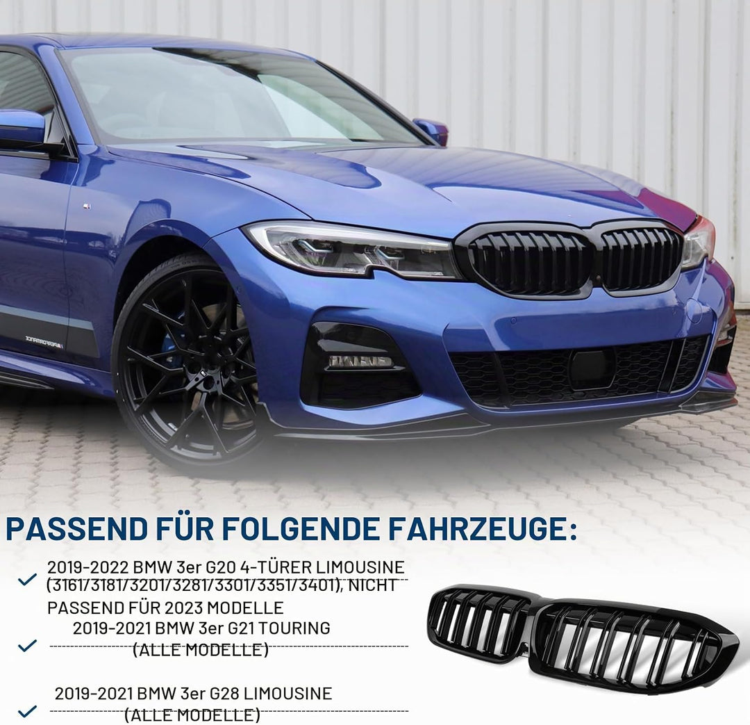 DOCAS Kühlergrill für 3er G20 G21 2019-2022 Nieren Doppelsteg Sport Glanz Schwarz 3er G20 G21 2019-2