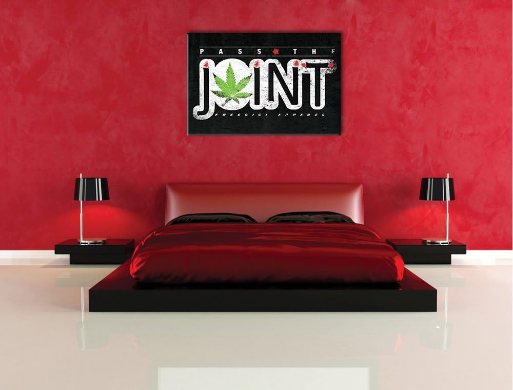 Pass The Joint Black Format: 100x70auf Leinwand, XXL riesige Bilder fertig gerahmt mit Keilrahmen, K