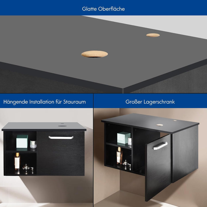 YU YUSING Badmöbel Set Waschbeckenunterschrank Badezimmerschrank mit Waschbecken Unterschrank Spiege