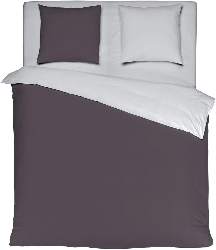 MISTRAL HOME Uni Einfarbig Wende Bettwäsche Edel Perkal 100% Ägyptische Baumwolle, Farbe:Shale Taupe