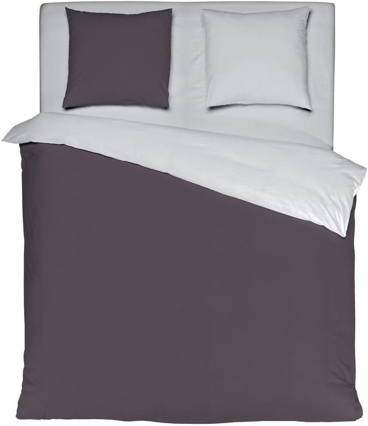 MISTRAL HOME Uni Einfarbig Wende Bettwäsche Edel Perkal 100% Ägyptische Baumwolle, Farbe:Shale Taupe