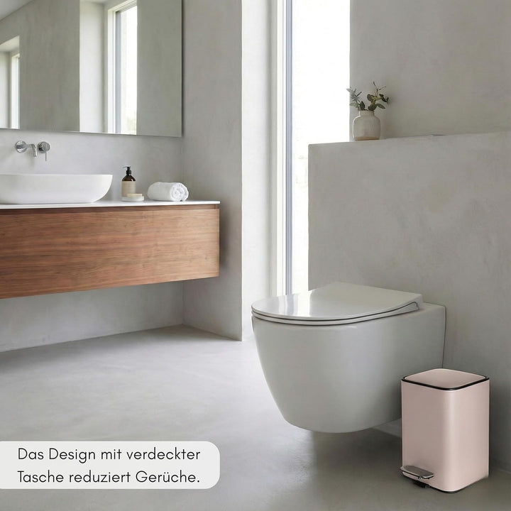 Erreke Badmülleimer mit Pedal 3L, Kosmetikeimer 3L aus Edelstahl mit Soft-Close Deckel, Herausnehmba