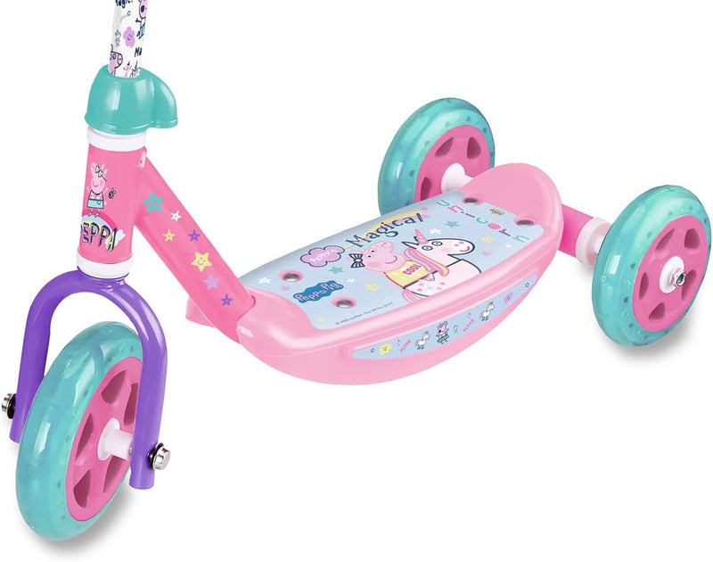 Saica SAI09677 Kinderroller mit 3 Rädern, Peppa Wutz, Türkis, Fuchsia, Violett, Peppa Wutz