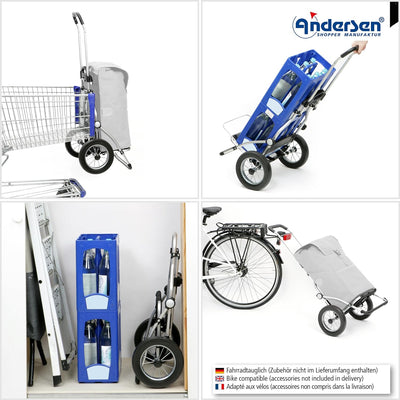 Andersen Einkaufstrolley Royal Aluminium-Gestell klappbar mit Metallspeichen-Rad Ø 25cm und 43 Liter