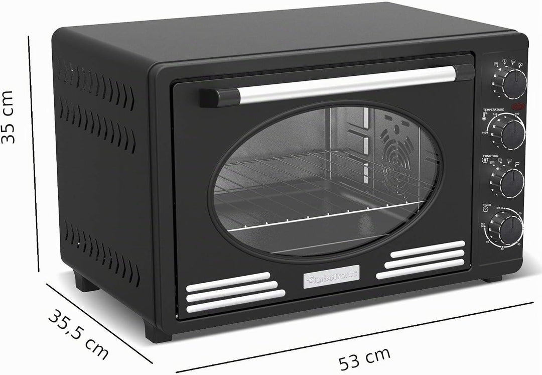 Turbotronic/Retro Minibackofen mit Umluft / 45l / schwarz, rot, blau, beige / 2000W, Mini Backofen,