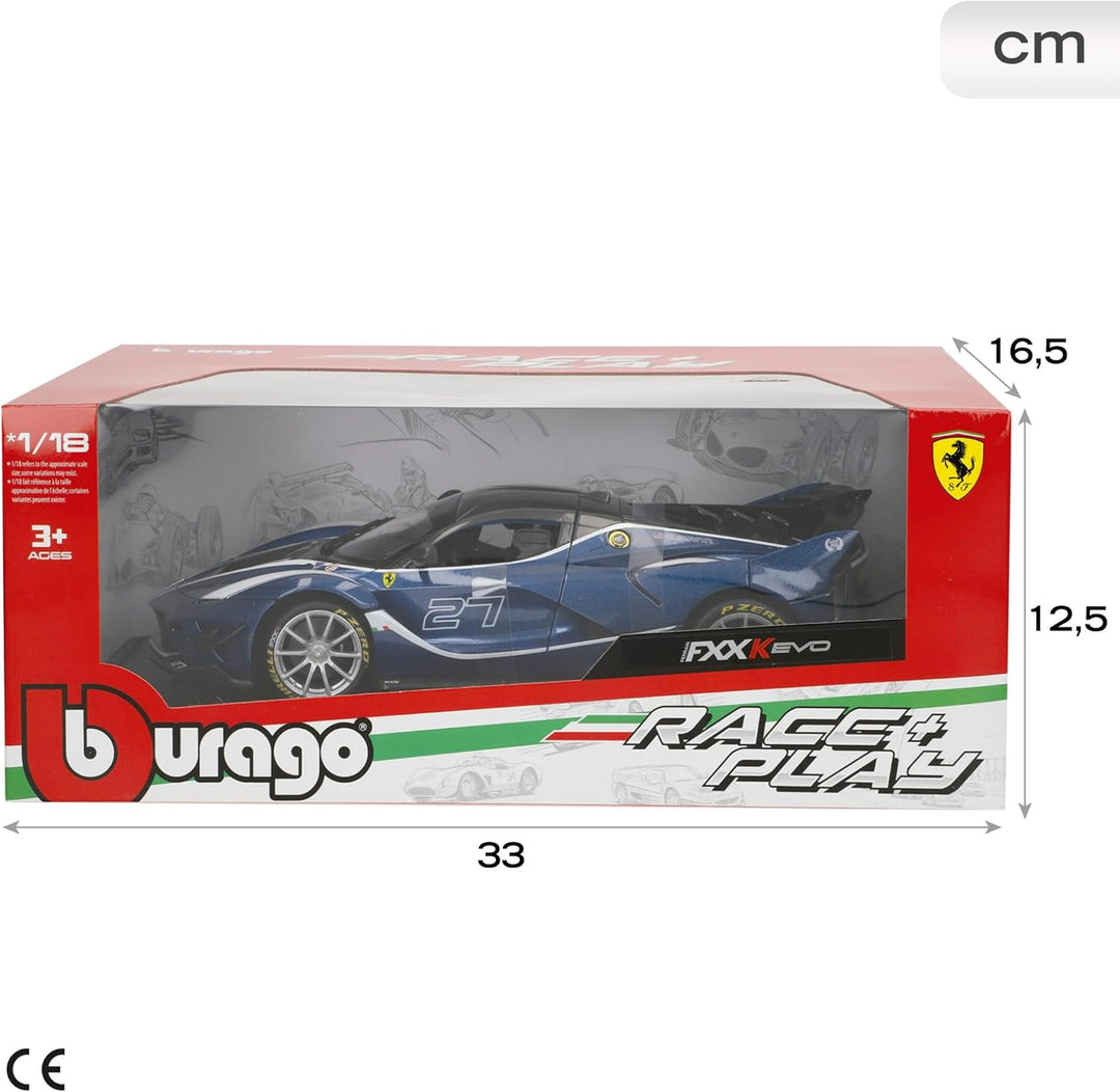 Bburago Ferrari FXX-K EVO: Modellauto im Massstab 1:18, Ferrari Race & Play Serie, Türen, Kofferraum