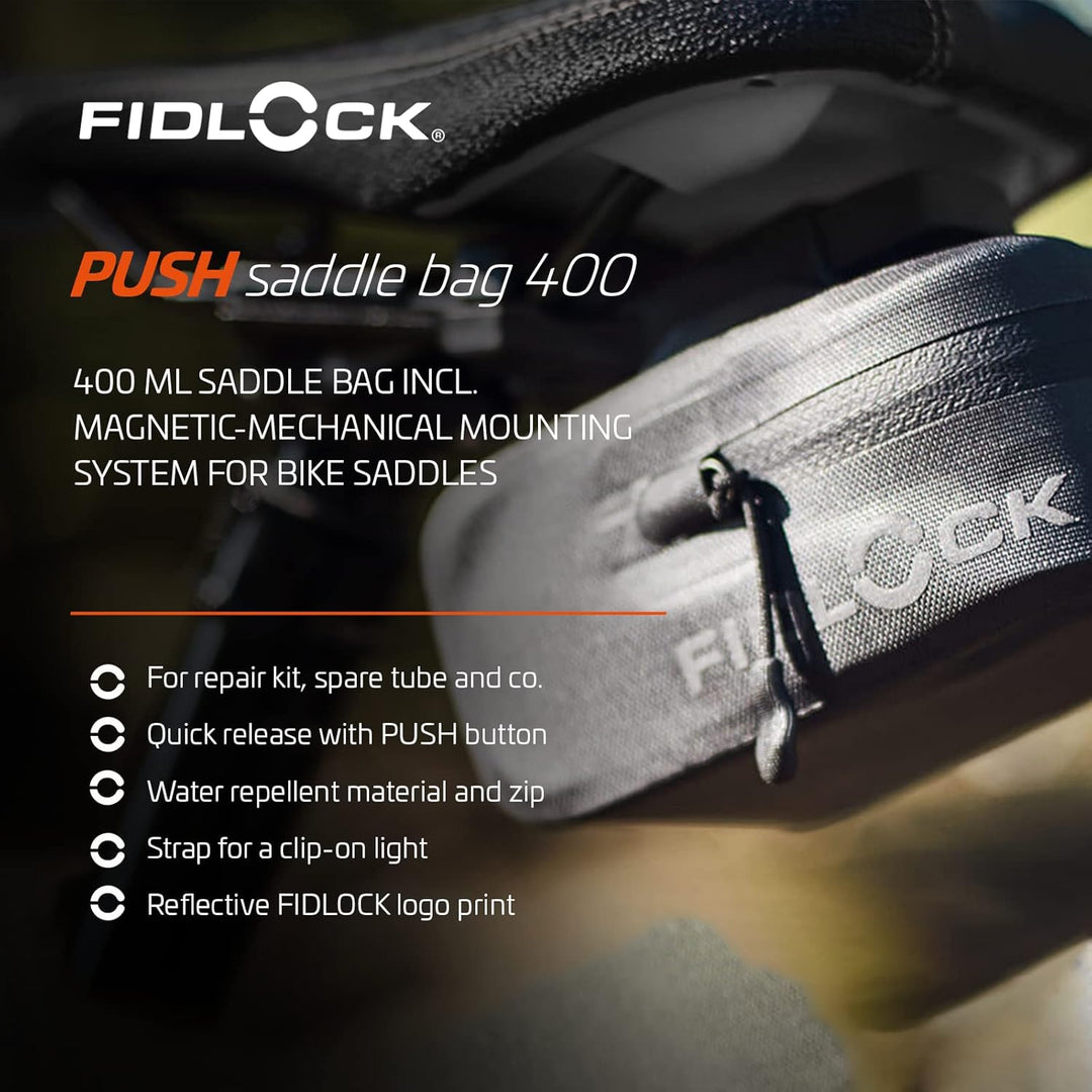 Fidlock Unisex – Erwachsene Push Saddle Bag 400 Fahrradtasche, Schwarz, 400ml, 400ml