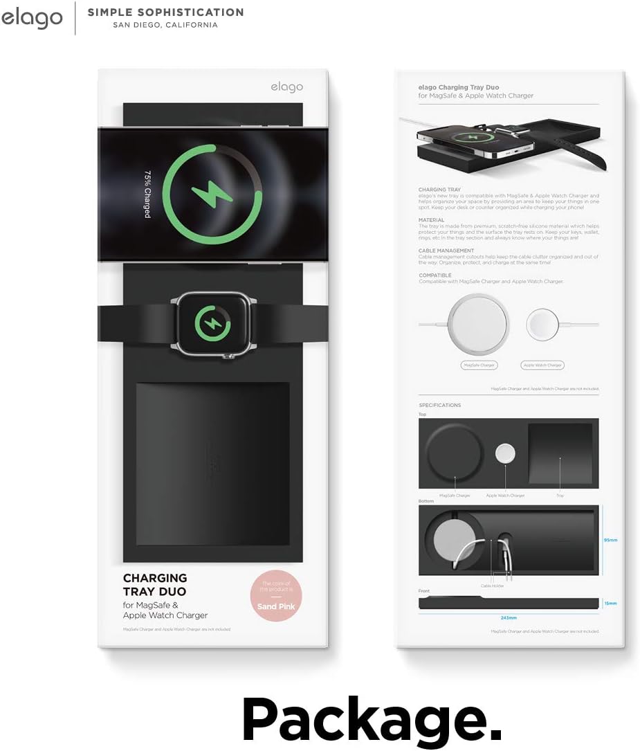 elago Ladeschale Duo Kompatibel mit MagSafe Ladegerät, Kompatibel mit iPhone 15, 14, 13, 12 Serie, K