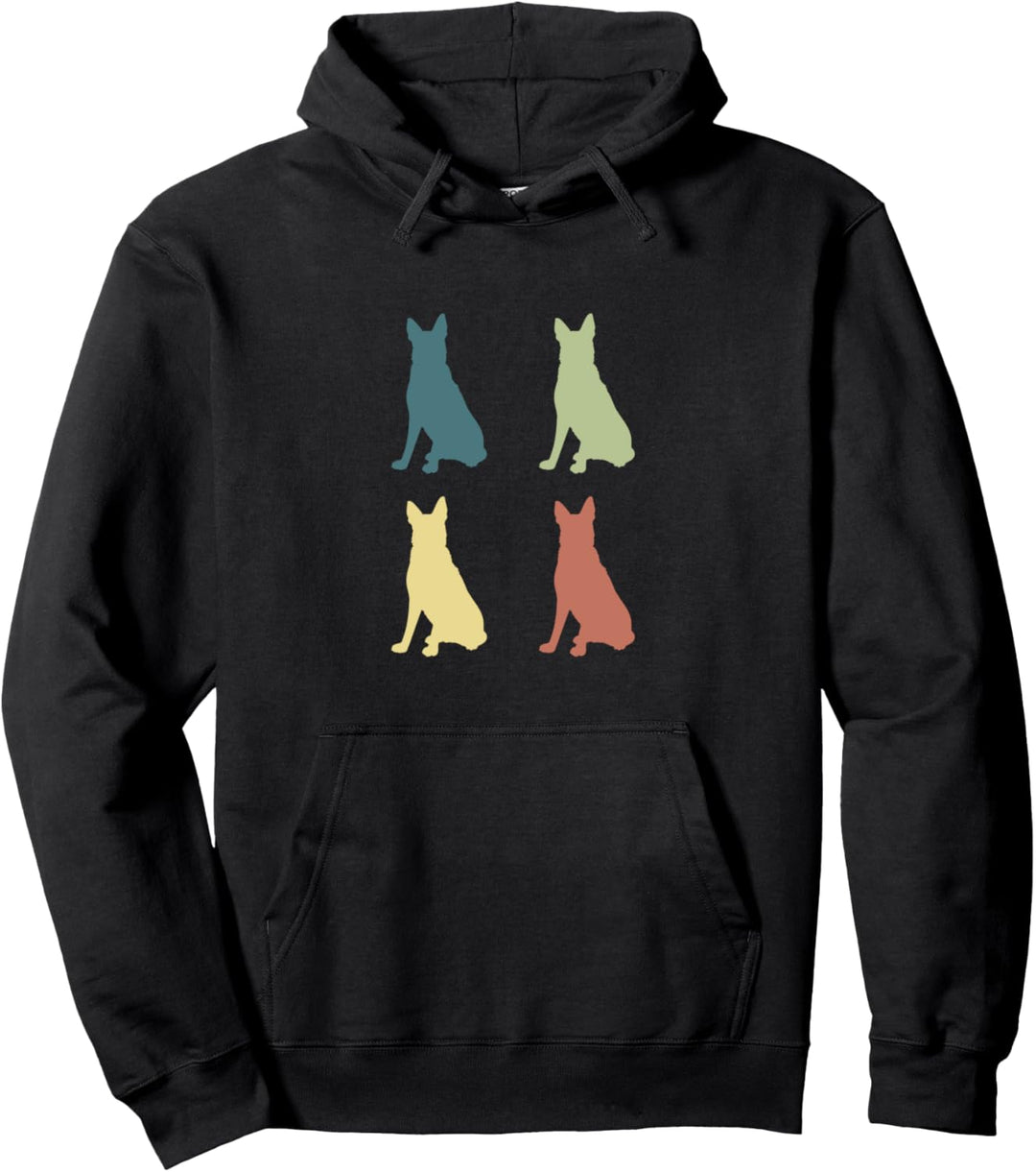 Retro Deutscher Schäferhund Silhouetten Hundebesitzer Pullover Hoodie