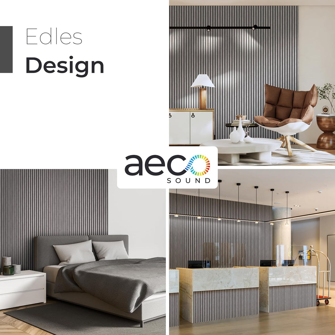 Akustikpaneele Holz – 4er-Set | 120x60cm | Echtholz Birne & Akustikfilz Schwarz – 3D Wandpaneele für