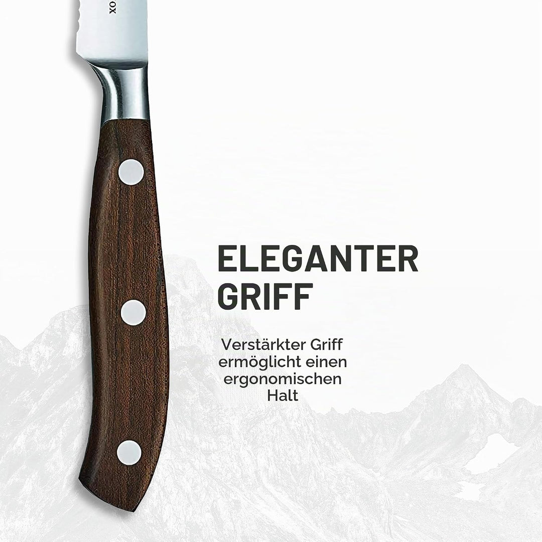 Victorinox, Grand Maître, Profi Steakmesser, Extra Scharfe Klinge, Wellenschliff, 12 cm, Edler Holzg