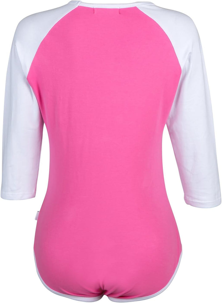LittleForBig Baumwolle Strampler Onesie Pyjamas Bodysuit -Baseball Raglan Ärmel Rosa L, Rosa L