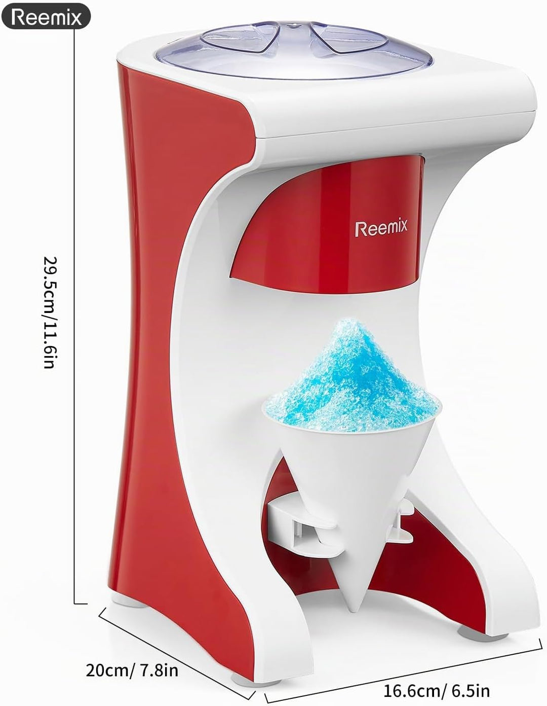 Reemix Elektrische Shaved Ice Maschine – Profi-Edelstahlklingen für Snow Cones &amp; Slushies – Rutschfe