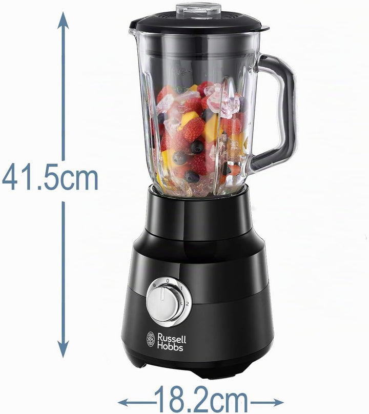 Russell Hobbs Standmixer [1,5l Glasbehälter] Matt Schwarz (starker 0.9PS Motor, Impuls-/Ice-Crush-Fu