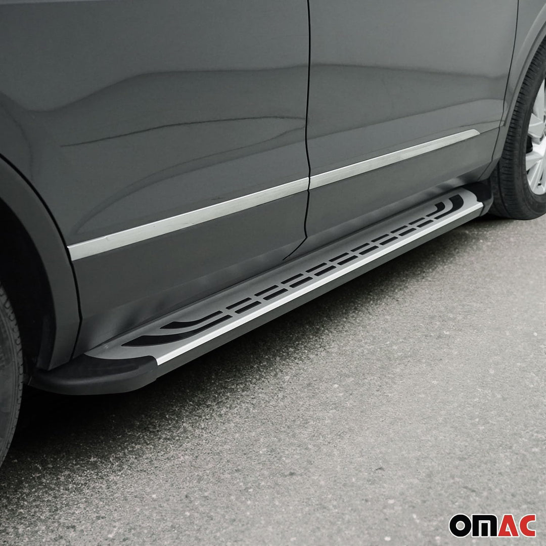 OMAC Trittbretter Seitenschweller kompatibel mit Ford Kuga St Line 2013-2020 Silber Schwarz 2X FABA
