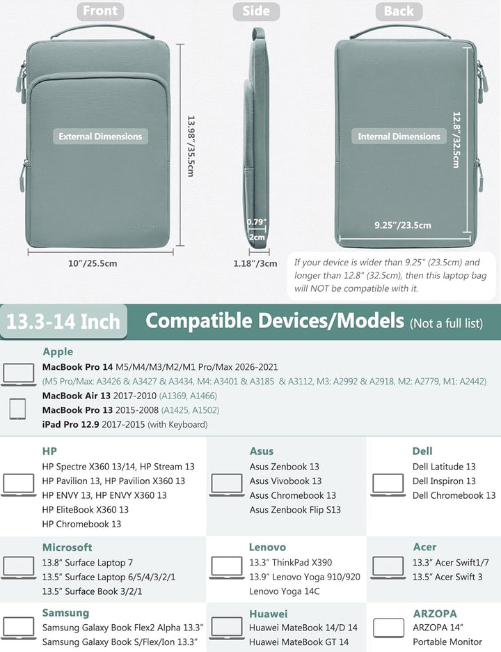 HYZUO 13,3-14 Zoll Laptoptasche Hülle Tasche für MacBook Pro 14 M5 M4 M3 M2 M1 A3426 A3427 2026-2021