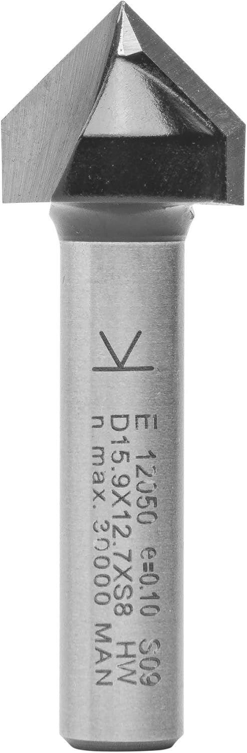 ENT 12050 V-Nutfräser und Schriftenfräser HW, Schaft (S) 8 mm, Durchmesser (D) 15,9 mm, NL 12,7 mm,