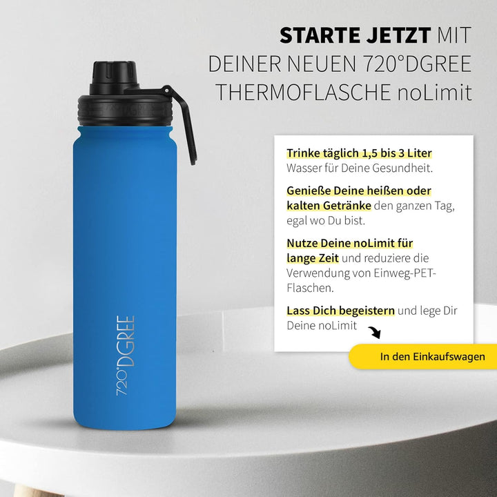 720°DGREE Edelstahl Thermo Trinkflasche 710ml “noLimit” +Früchtebehälter - Auslaufsicher, Kohlensäur