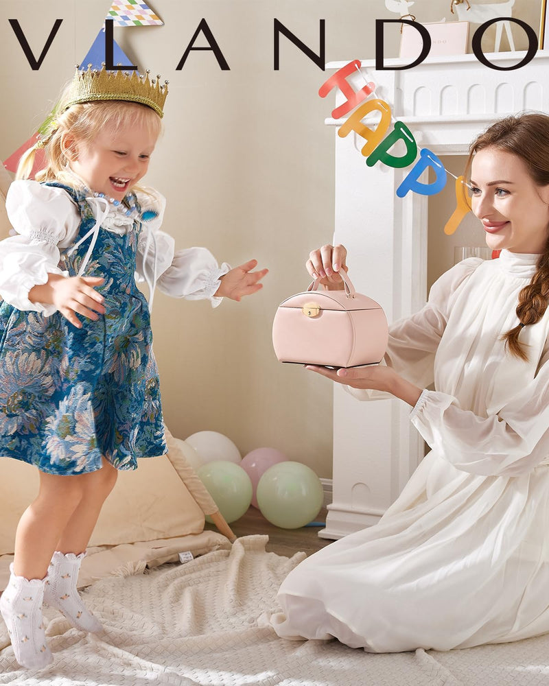 Vlando Spieluhr Ballerina Schmuckkästchen, Abschliessbares Schmuckschatulle Mädchen PU Leder mit Sch