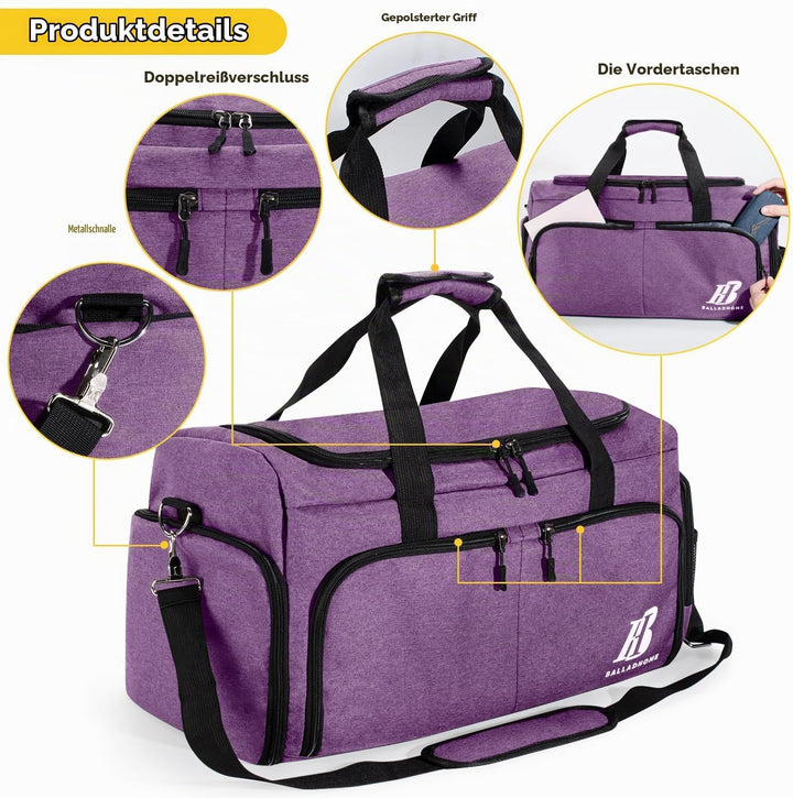 Sporttasche Reisetasche für Damen und Herren Trainingstasche Gym Bag mit Schuhfach und Nassfach Duff