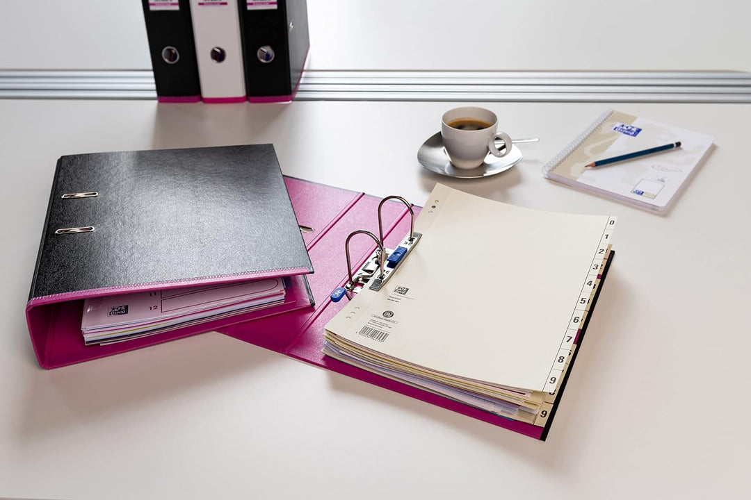 Oxford Ordner A4, myColour, 8 cm breit, zweifarbig schwarz und pink, 10 Stück 10 Stück schwarz/pink,