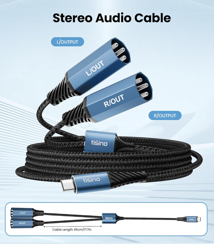 Tisino USB C auf Dual XLR Male Audio Kabel, XLR to USB C Stereo Power Amplifier Kabel für den Anschl