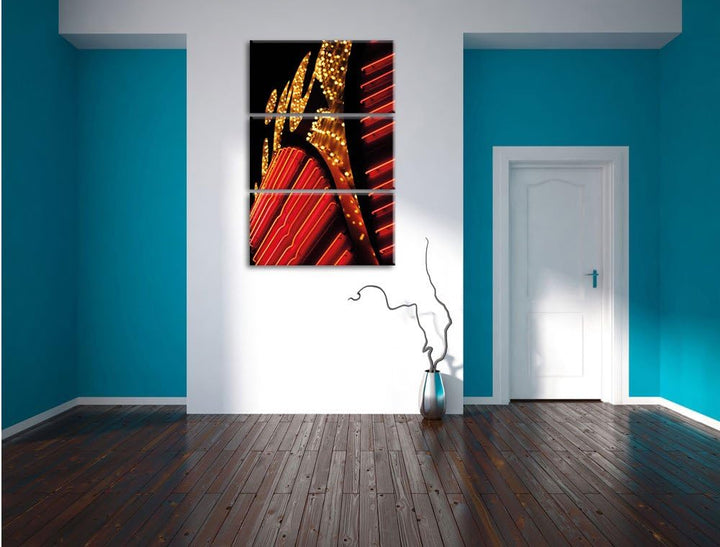 Pixxprint Dark Leuchtreklame 3-Teiler Leinwandbild 120x80 Bild auf Leinwand