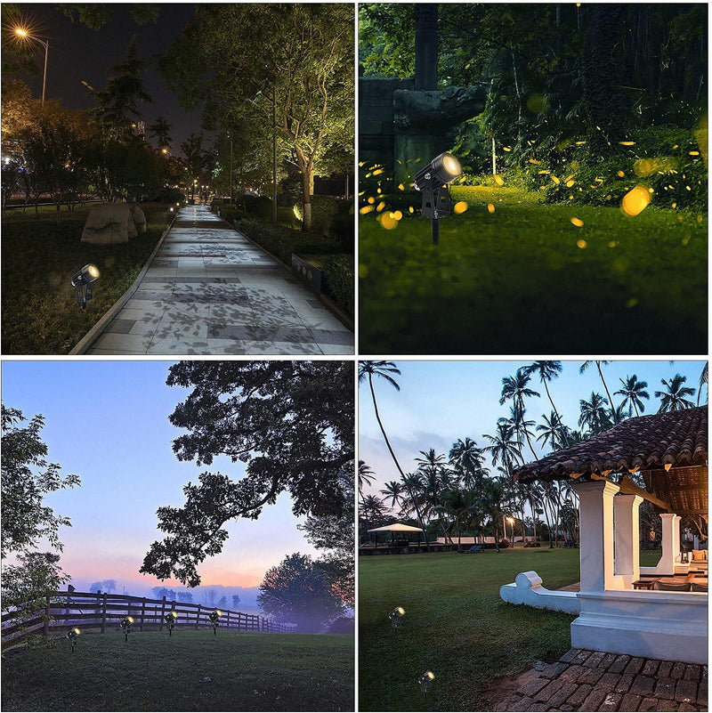 CPROSP 4 x 1W LED-Gartenstrahler mit Erdspiess 3000K IP65 Schutzart, Garden Lamp mit Stecker, Warmwe