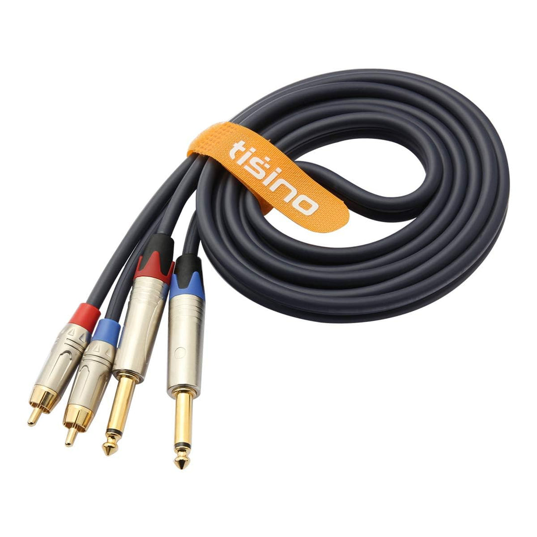 Tisino Cinch auf Klinke 6,3, 2x Cinch auf 2x Grosse Klinke Mono Audio Kabel für AV Receiver, Verstär