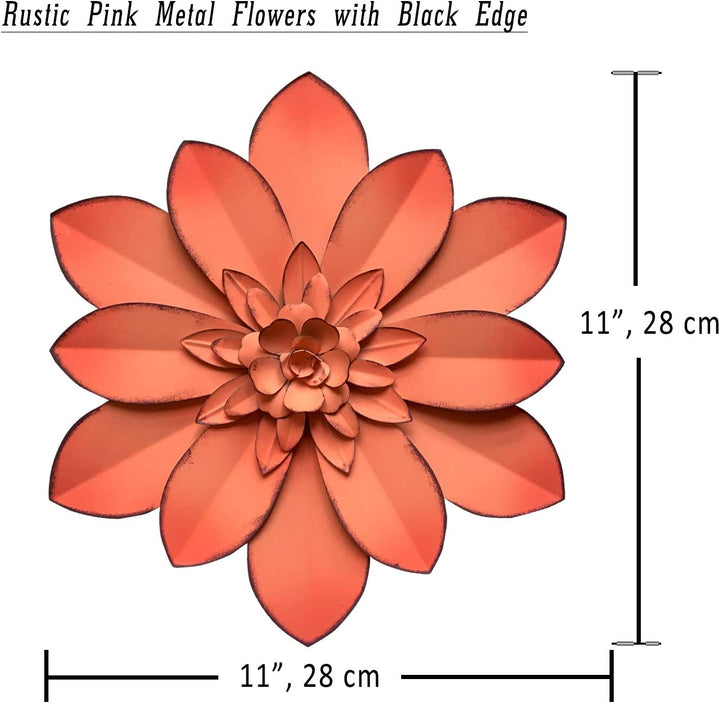 Picfarce Wanddekoration aus Metall, 27.9 cm, rustikale moderne Blumenskulptur, Used-Look zum Aufhäng