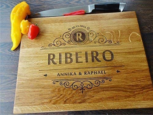 Personalisiertes Schneidebrett mit Monogramm | Handgefertigt Holzbrett | Frühstücksbrettchen | Hochz