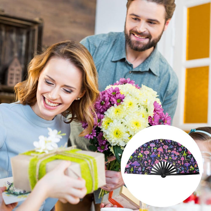 2 Stück Handfächer, UV Glühen Grosse Bambus Faltfächer Chinesische Deko Sauna Fächer Hochzeit Clack
