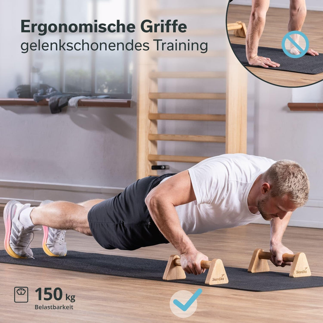 Skandika Vira Liegestützgriffe Holz | Griffe für Handstand & Liegestütze made in Germany, indoor & o