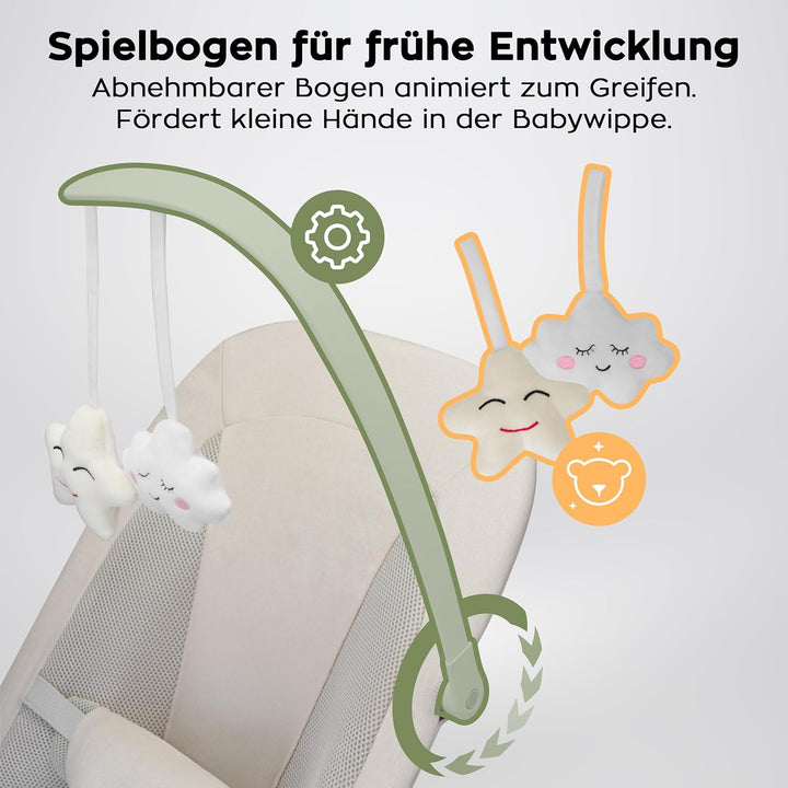 Tulano Moon 50 | Babywippe für Neugeborene, Babyschaukel ergonomisch mit verstellbarer Rückenlehne,