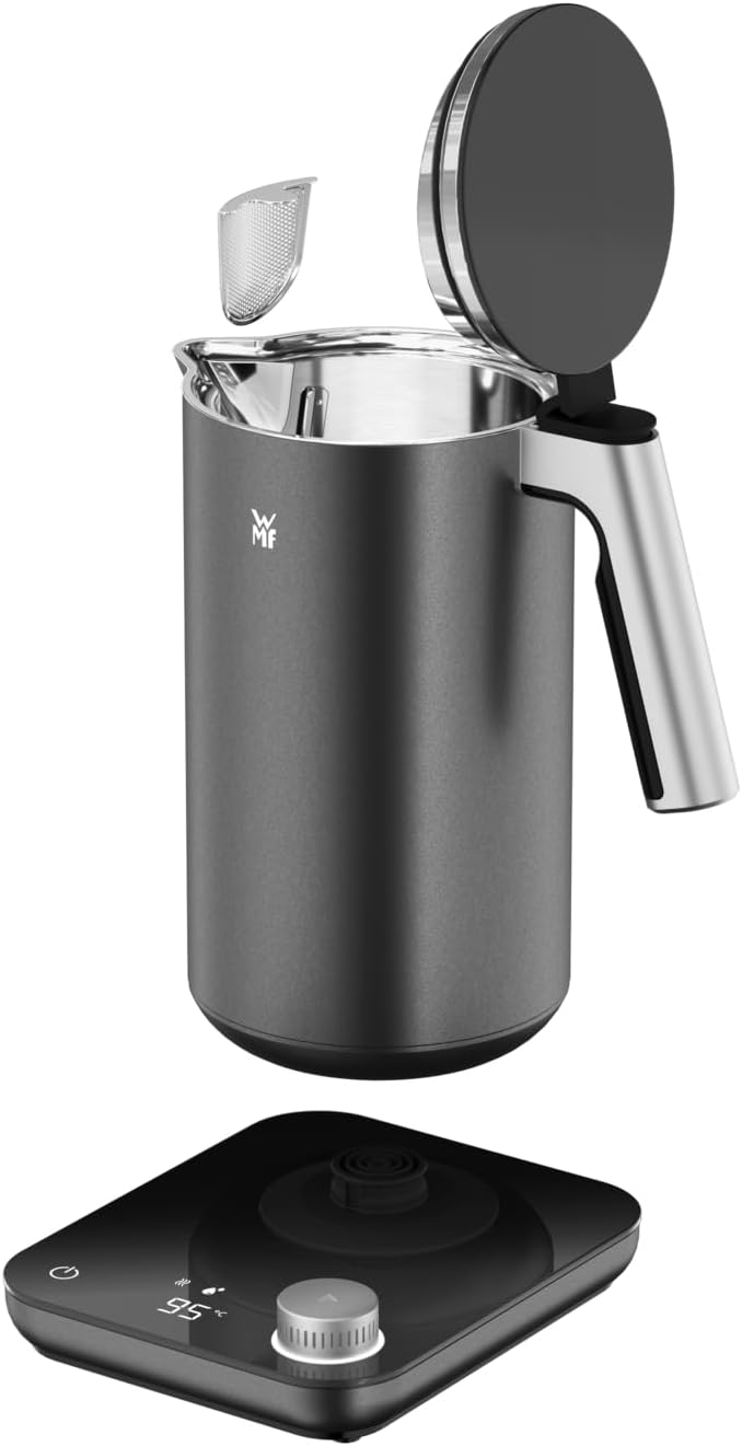 WMF Master Wasserkocher doppelwandig, Edelstahl, 1,3l, elektrischer Wasserkocher, sicher isolierter