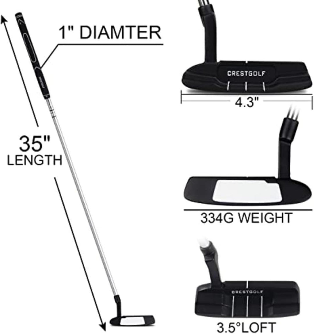 CRESTGOLF 35 Zoll Edelstahl Golf Insert Putter Blade Golf Putter, Golf Putter für Herren Rechtshände