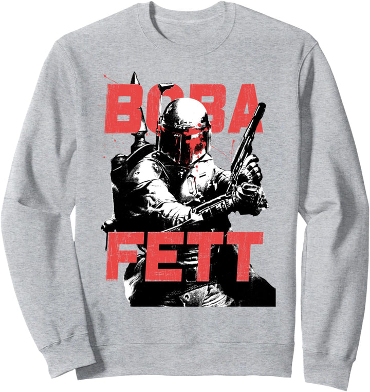 Star Wars Boba Fett Blaster Pose Large Block Text Sweatshirt